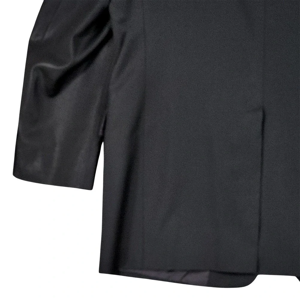 Vtg Hart Schaffner Marx Blazer 41R‎ Men Black Wool Gold Trumpeter Shiny USA